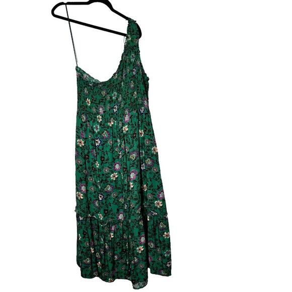 Knox Rose Dress Women's Plus XXL Green One Shoulder Aline Smocked Tiered Floral - Picture 5 of 11